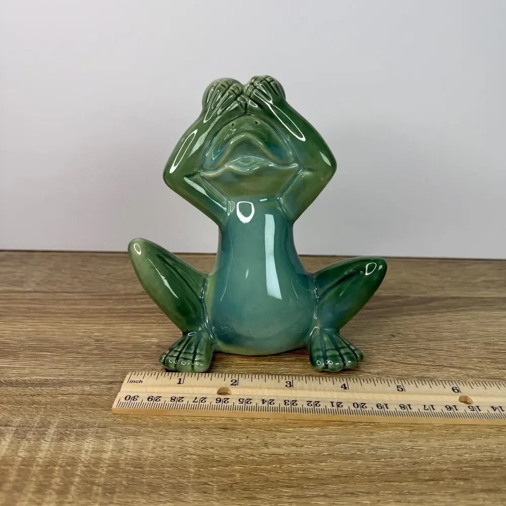 Vintage Frog Figurine See No Evil